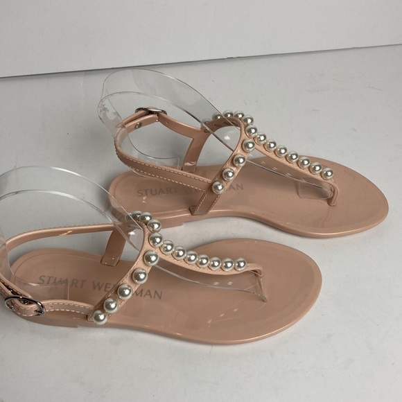 Stuart Weitzman Goldie Pearly Stud Jelly Sandal 5 Vacation Resortwear Maximalist - Picture 7 of 15